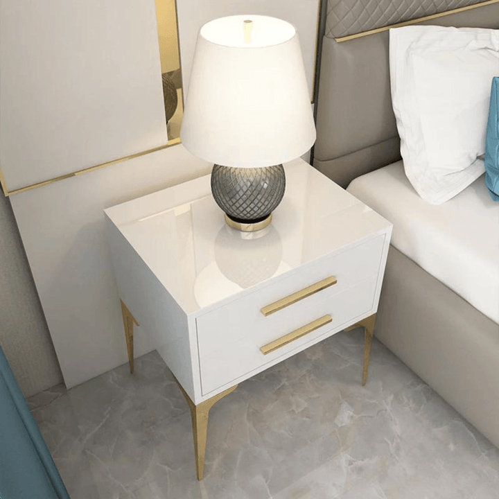 Top view of Tulip bedside table in Australia, showcasing sleek minimalist design and finish