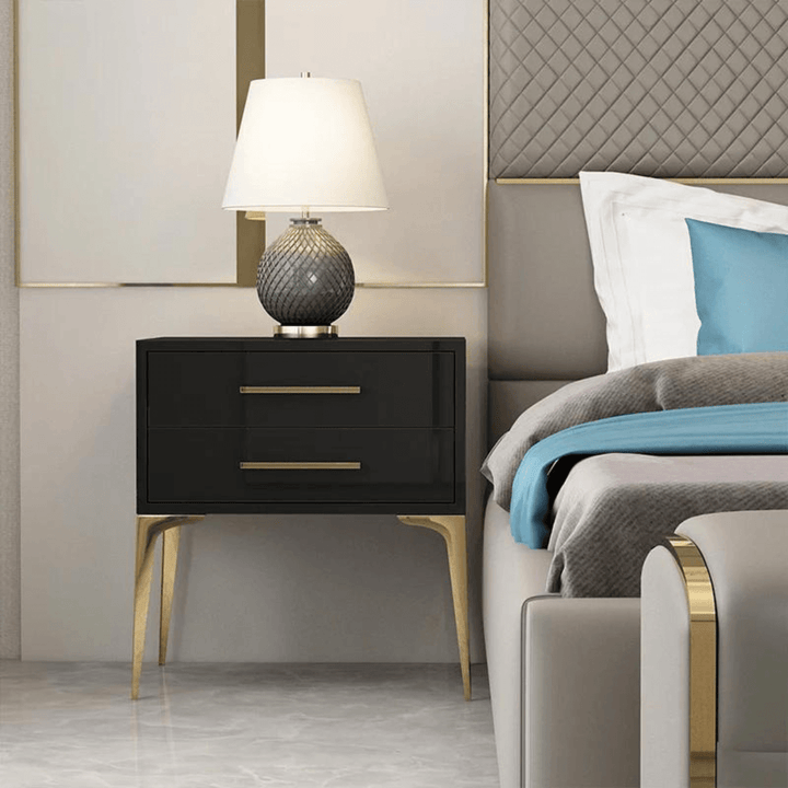 Front view of Tulip bedside table in Australia, modern design with clean lines and storage