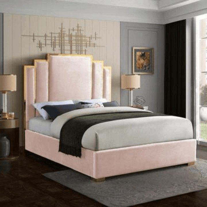 Velvet King Bed in Australia – Side View of Elegant and Comfortable Bedroom Furniture