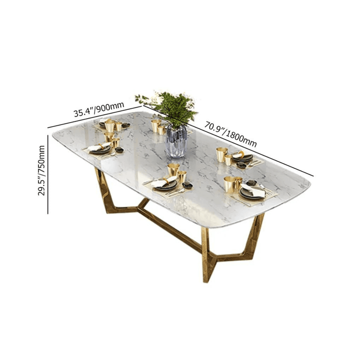 White Gold Stone Top Dining Table in Australia – Top Angle View of Elegant Modern Dining Table