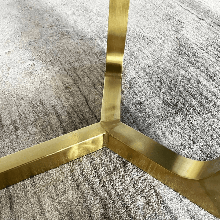 White Gold Stone Top Dining Table in Australia – Close-Up View of Stand Details and Design