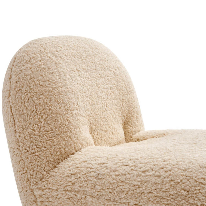 Backrest detail view of wool accent armchair in Australia highlighting cozy texture