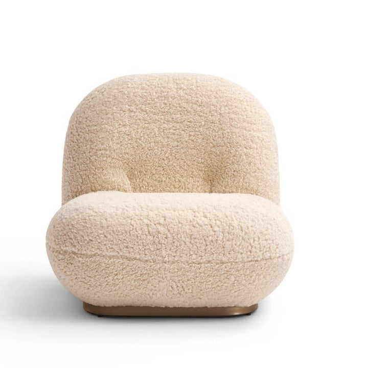 Front view of wool accent armchair in Australia showcasing cozy texture and modern design