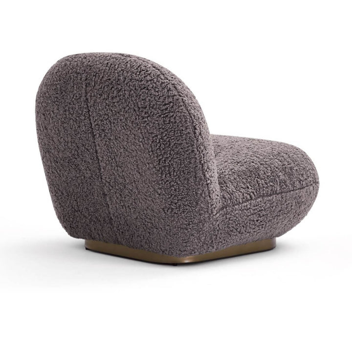 Back view of wool accent armchair in Australia showcasing cozy texture and elegant design