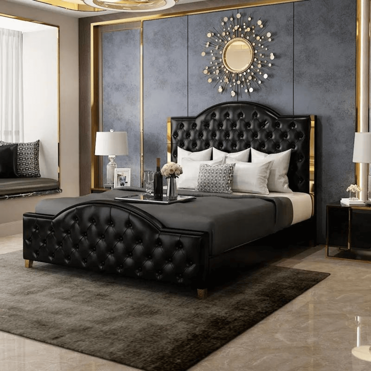 Zara queen bed in Australia, modern design with elegant headboard and sturdy frame