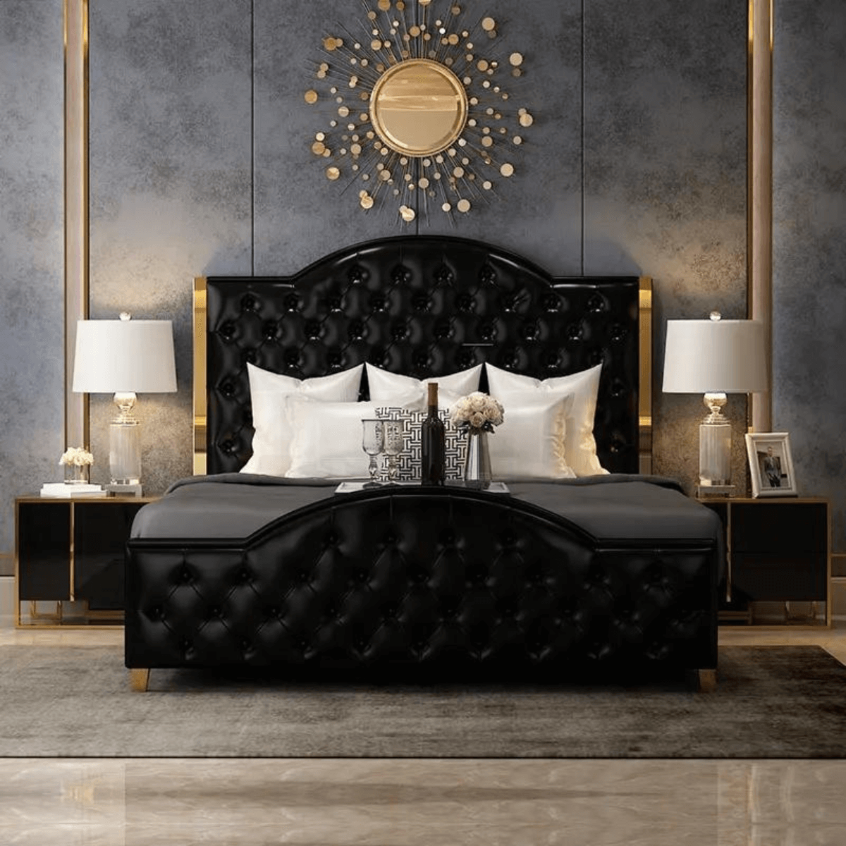 Zara queen bed front view in Australia, elegant design with comfortable and modern style