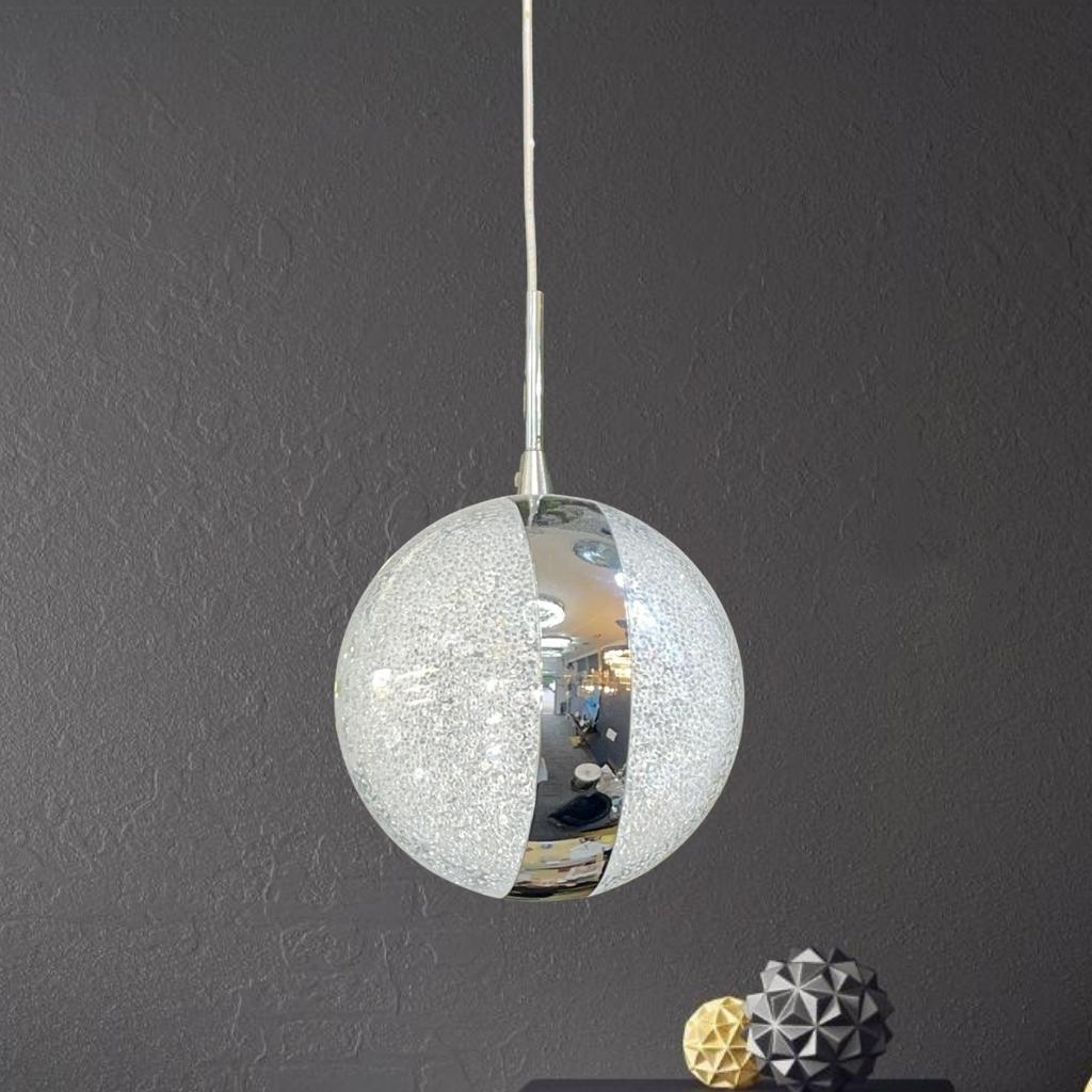Front view of Amelia chrome round pendant light by Lux Decor Australia with sleek modern look