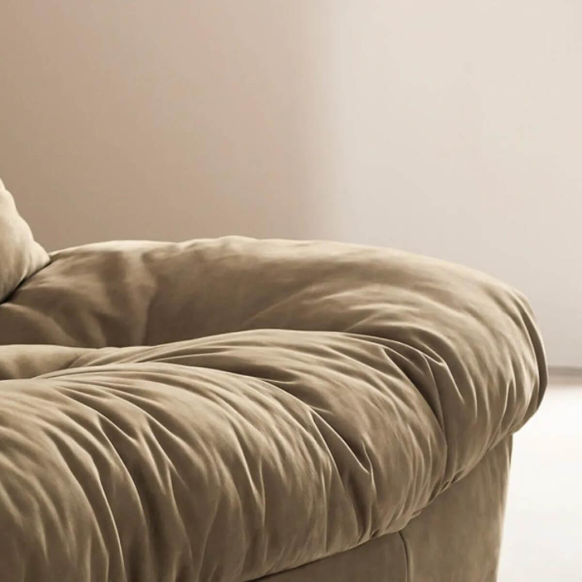 Right side view of Anastasia premium leather 3-seater sofa highlighting luxurious design