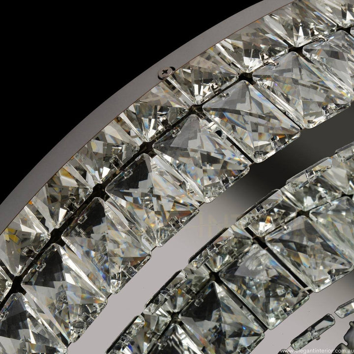  Close-up detail view of Aria LED chandelier by Lux Decor Australia showcasing crystal and gold finish