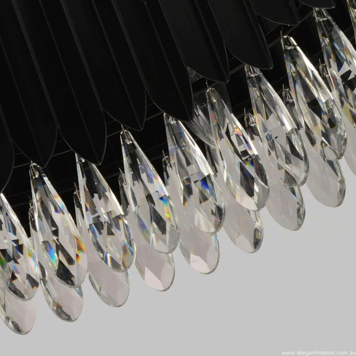 Detail view of Aura luxury modern pendant light with crystal accents in an elegant interior in Australia