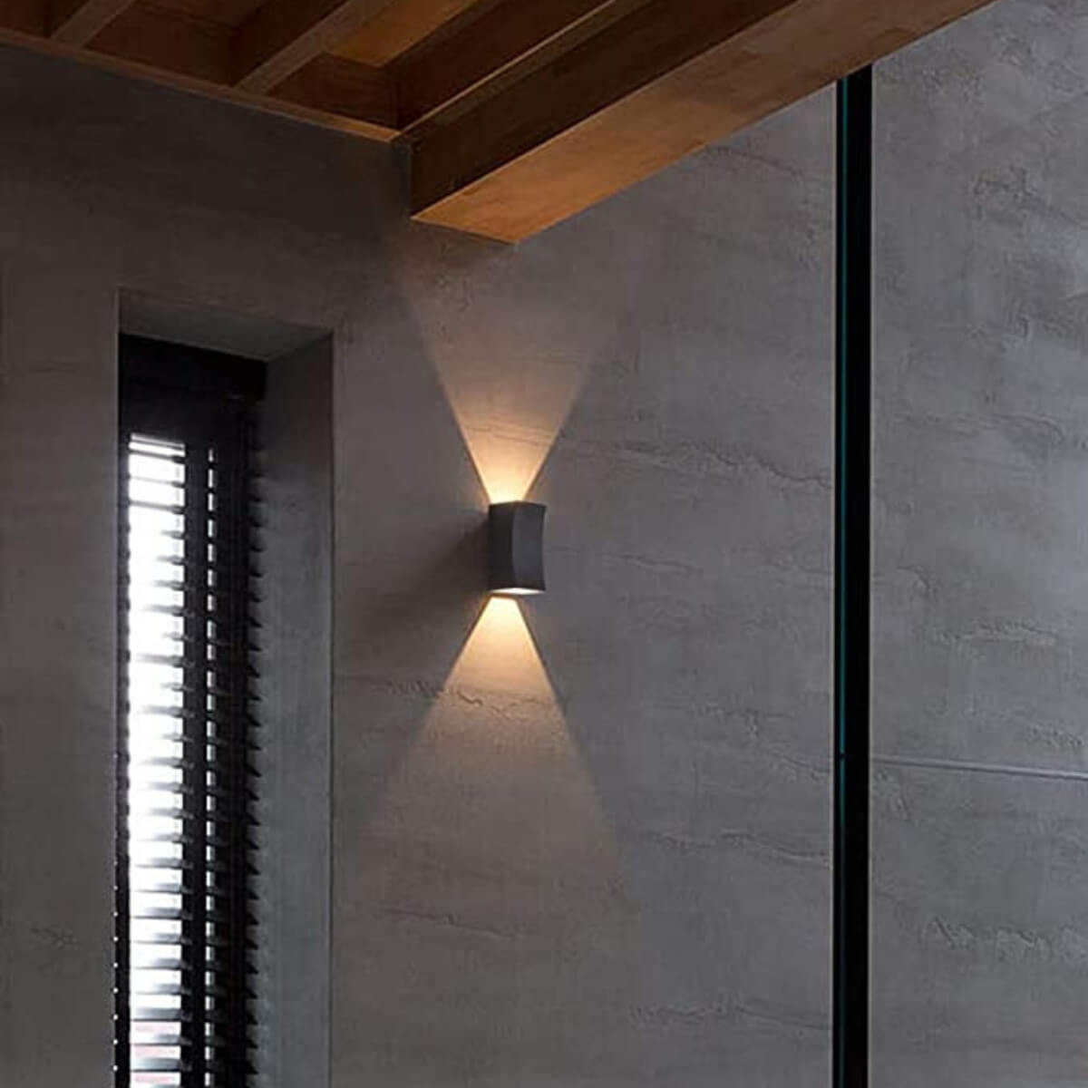 Wall view of Avon 1211 wall light lamp in elegant interior, modern design with warm glow