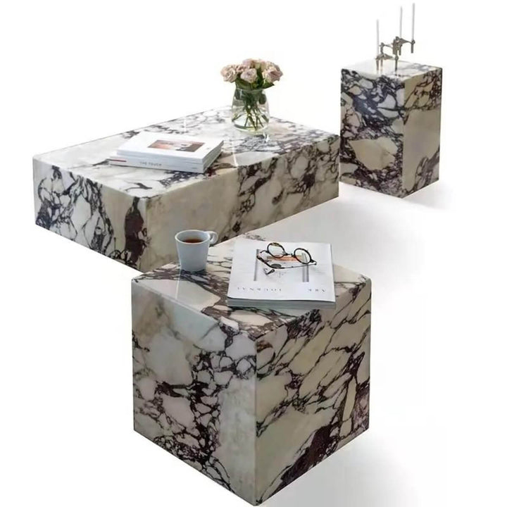 Calacatta Viola marble stone coffee table set – elegant and luxurious design