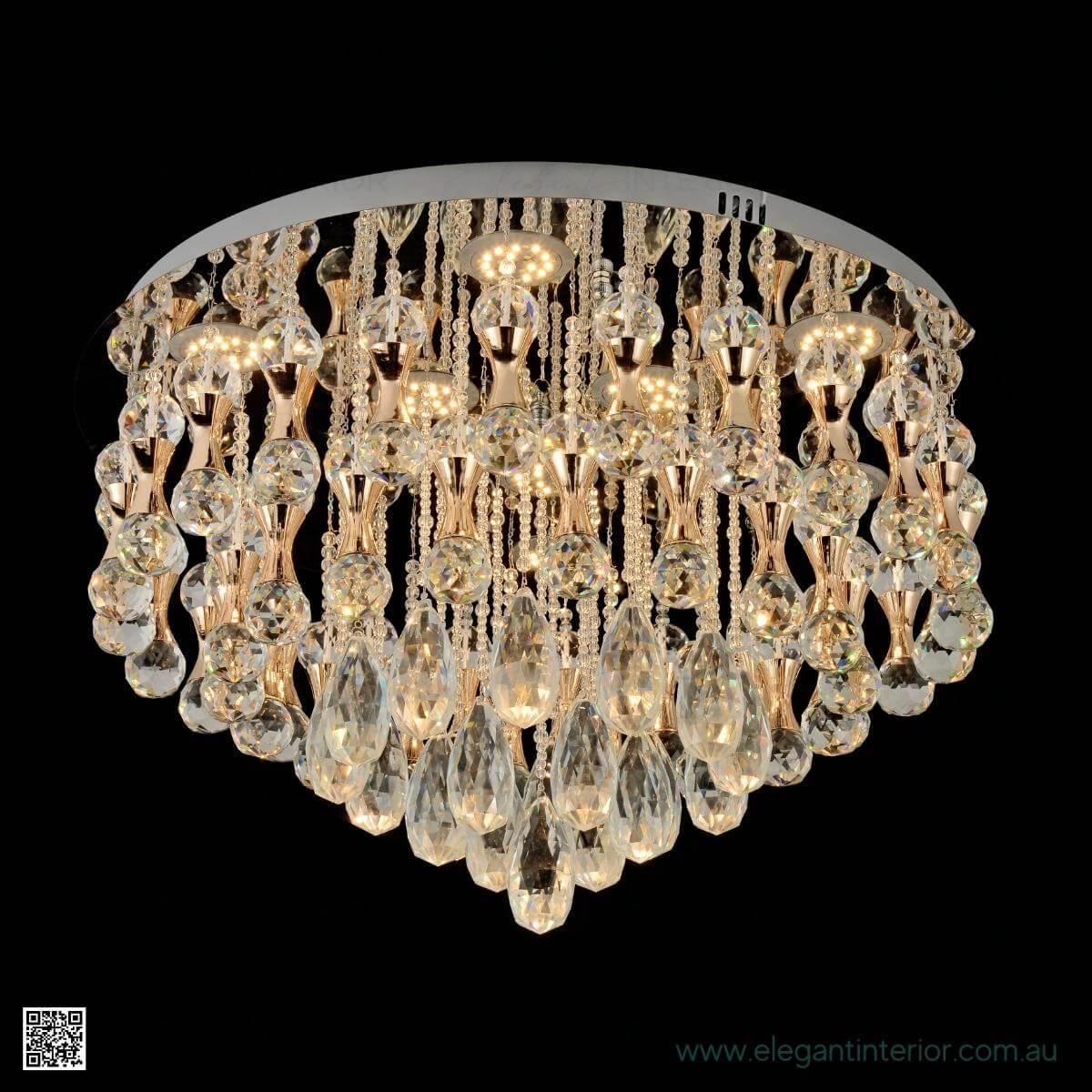 Clara flush mount ceiling light turned on, illuminating a contemporary interior