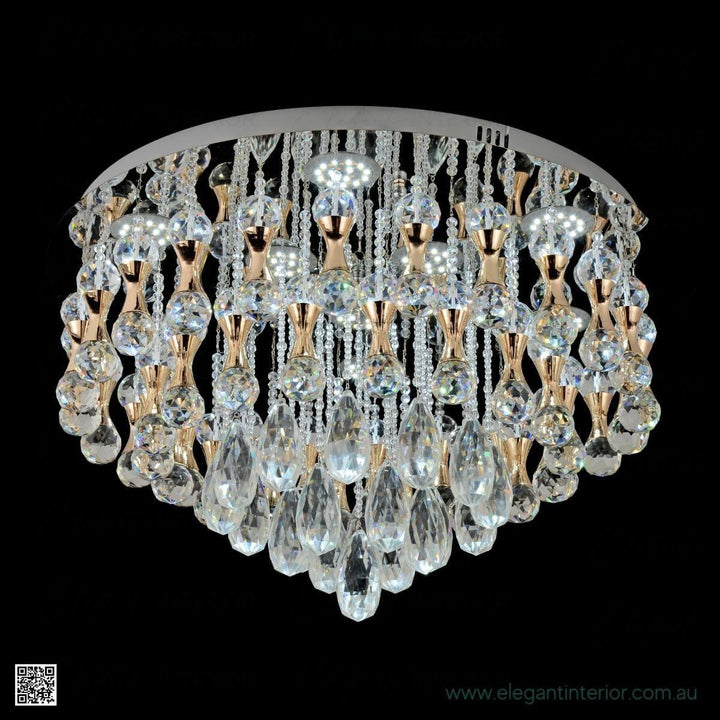 Clara flush mount ceiling light on, emitting a cool light in a modern interior
