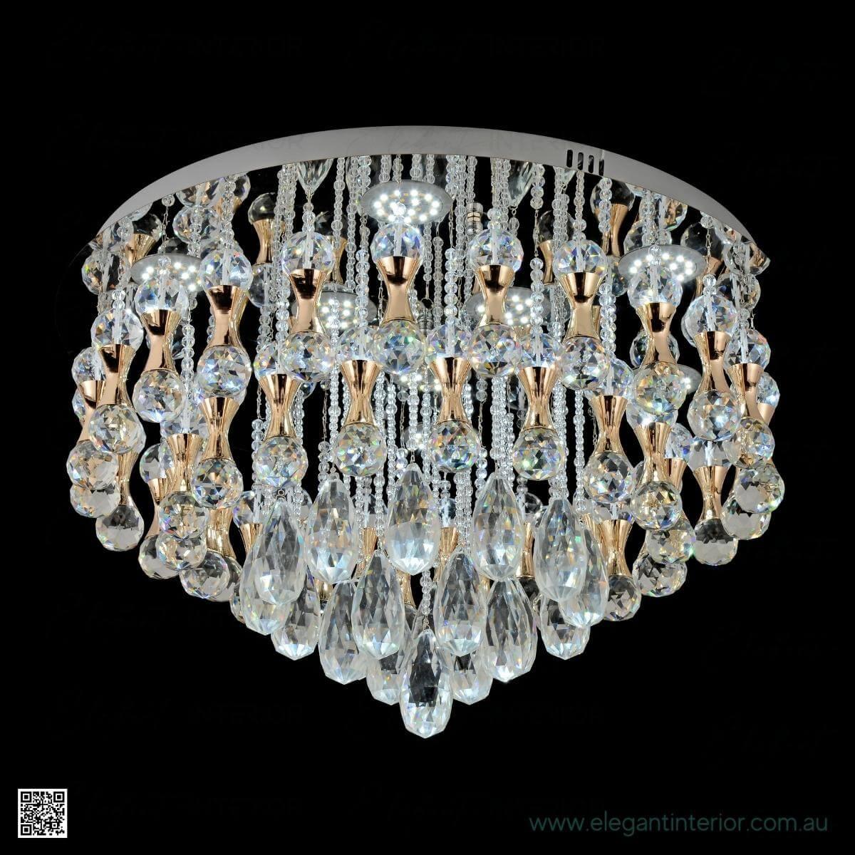 Clara flush mount ceiling light on, emitting a cool light in a modern interior