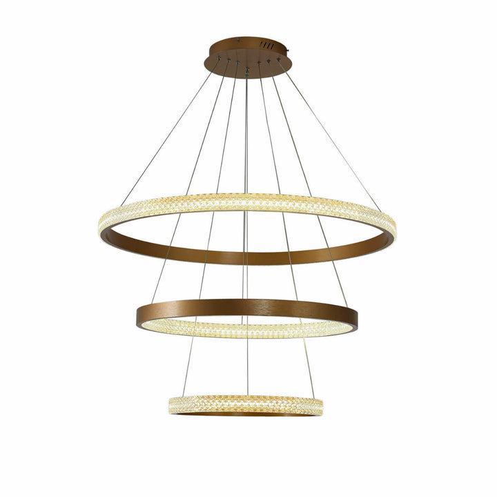 Front view of Claudia LED crystal pendant ceiling light with elegant modern design
