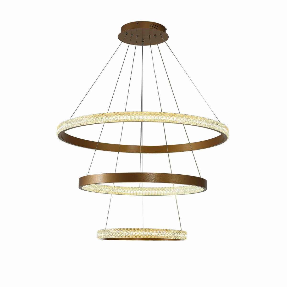 Front view of Claudia LED crystal pendant ceiling light with elegant modern design