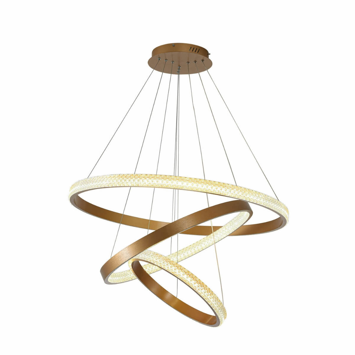 Front view of Claudia LED crystal pendant ceiling light featuring elegant modern design