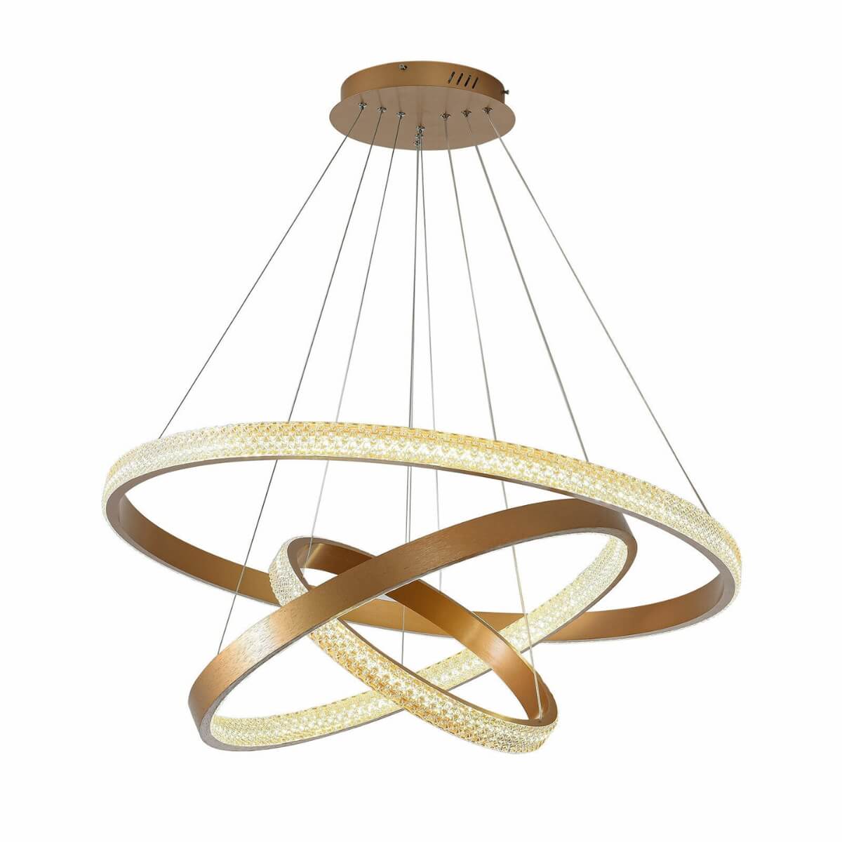 Front view of Claudia LED crystal pendant ceiling light showcasing elegant modern design