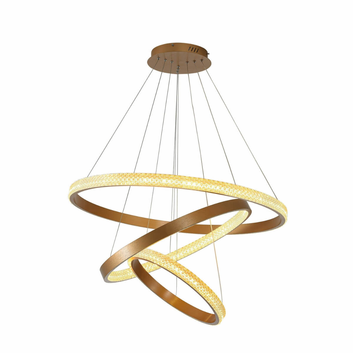 Front view of Claudia LED crystal pendant ceiling light showcasing elegant modern design