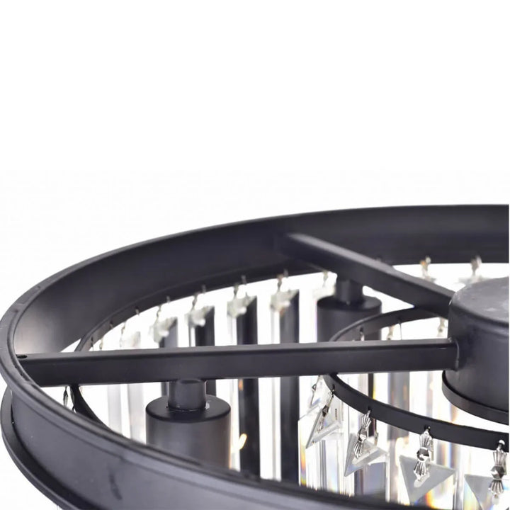 Top view of Cloe chandelier showcasing stunning rectangular crystal prisms