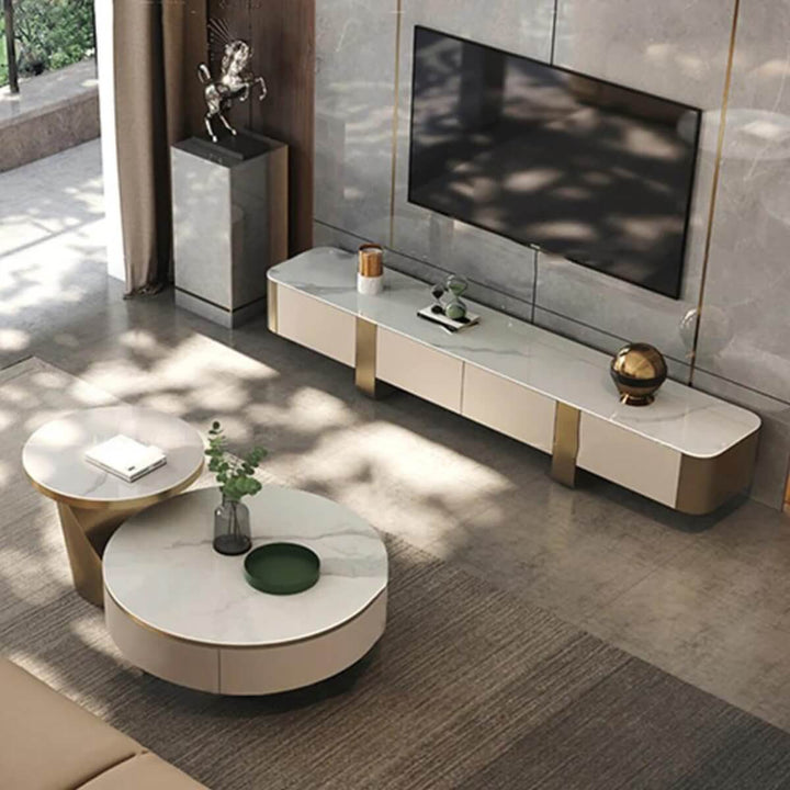 Top view of Davin coffee table showcasing sleek modern design and surface details