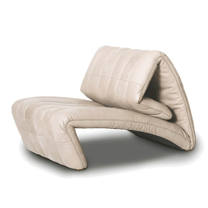 Side view of white Desede leather armchair in Australia showcasing sleek design and comfort