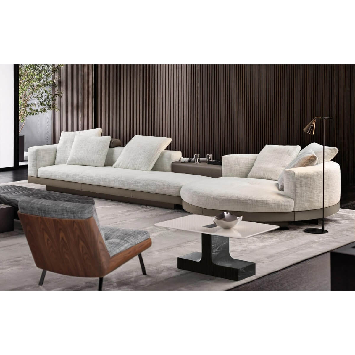 Elegant Right Chaise Sofa – Front View – Modern Comfortable Seating – Luxury Living Room