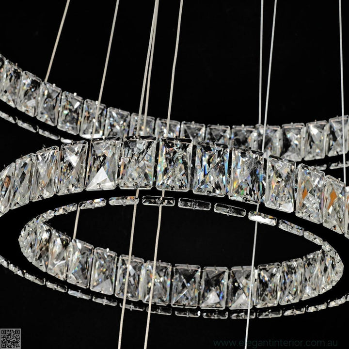 Detail view of Diana pendant light featuring K9 crystal accents
