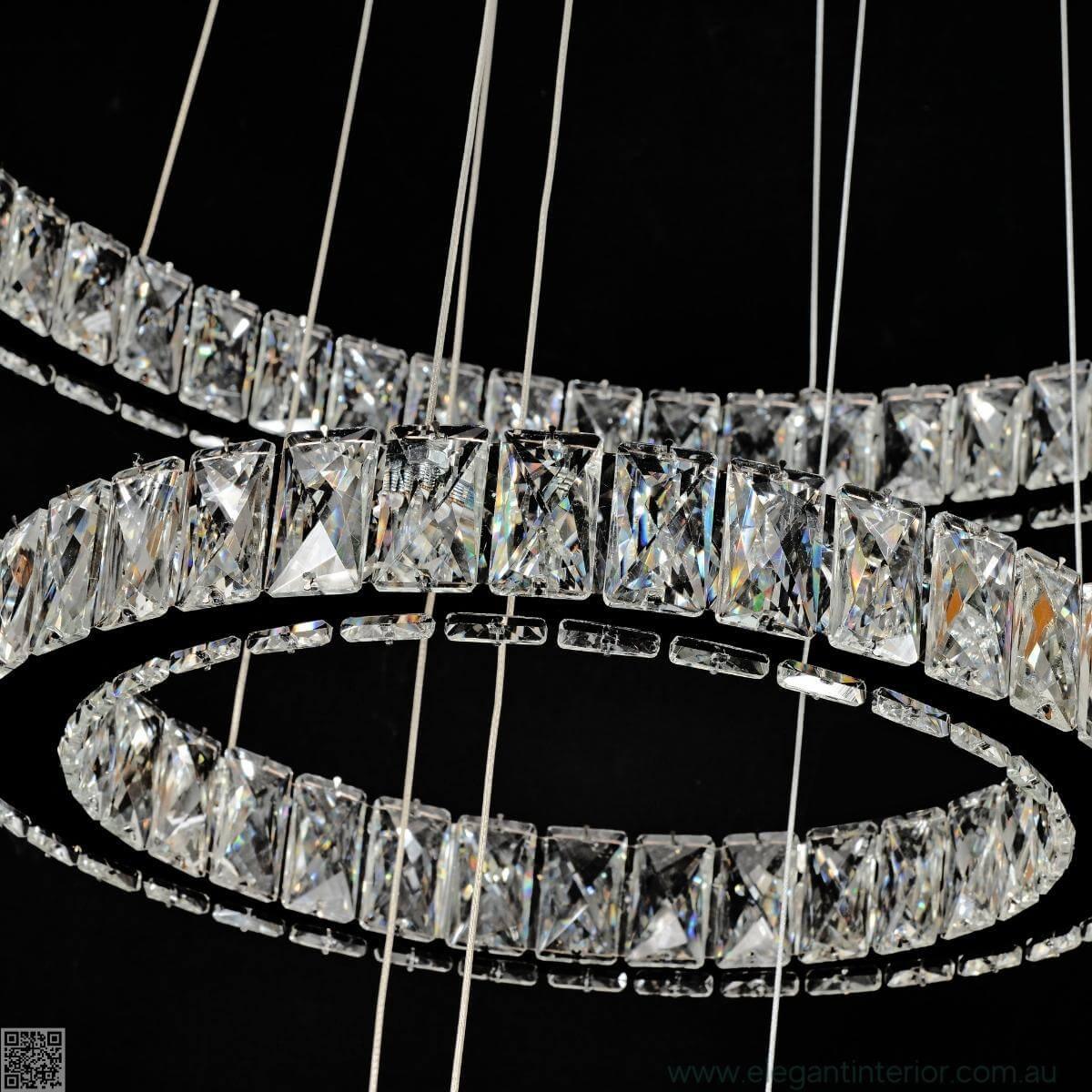 Detail view of Diana pendant light featuring K9 crystal accents