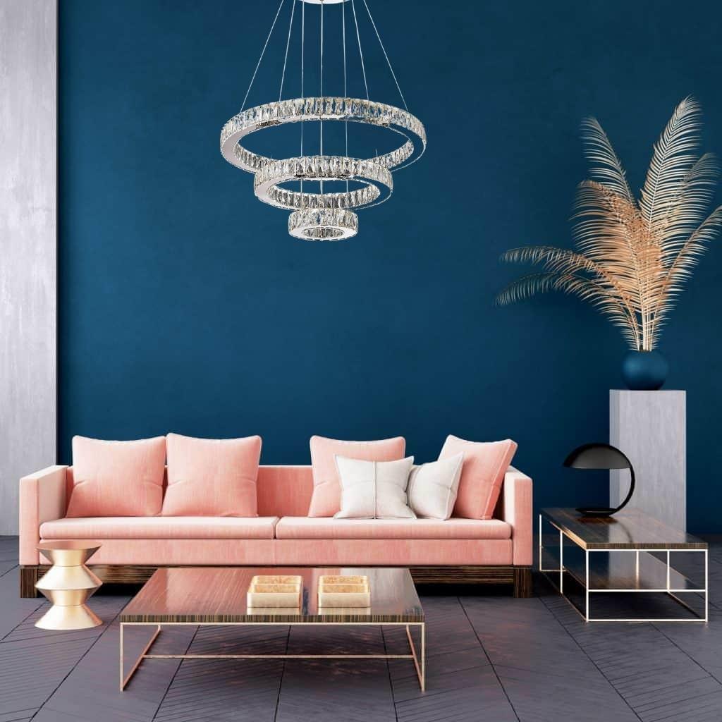 View of Diana pendant light in an elegant living room interior