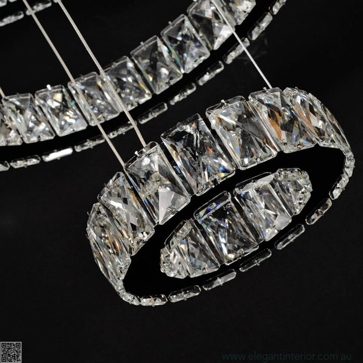 Detail view of Diana pendant light featuring K9 crystal accents