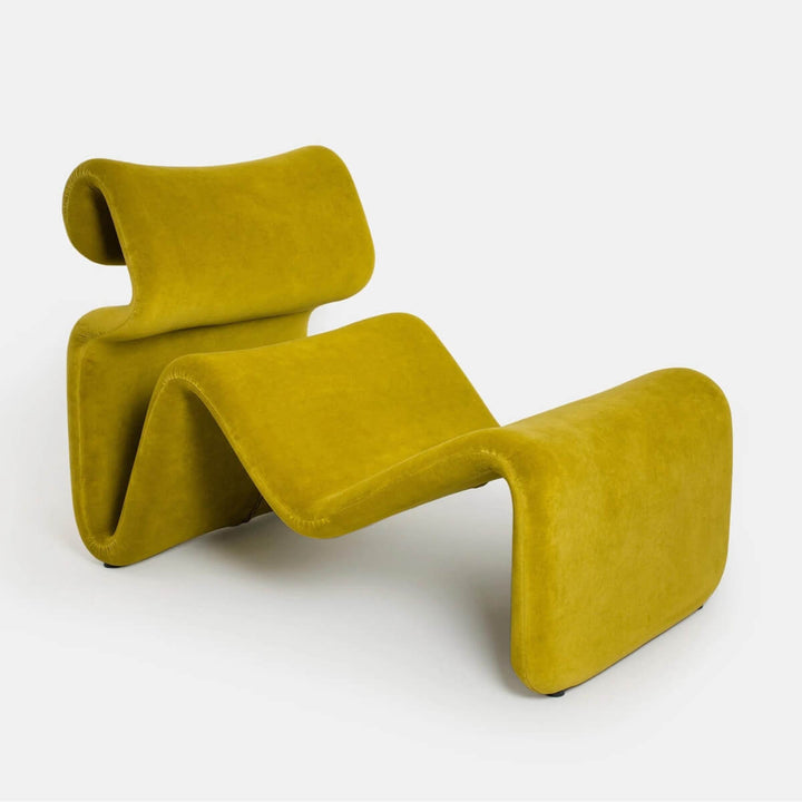 Back view of turmeric yellow Electro lounge chair in Australia showcasing vibrant design