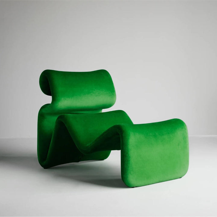 Side view of grass green Electro lounge chair in Australia showcasing vibrant modern design