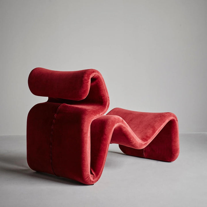 Back view of red Electro lounge chair in Australia highlighting bold color and sleek design