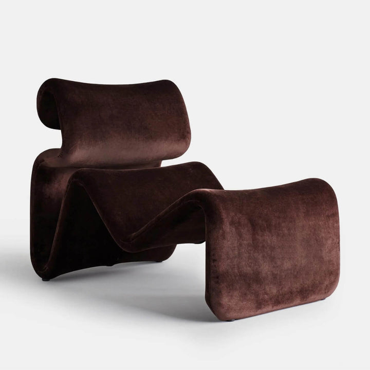 Electro lounge chair in Australia in chocolate brown or maroon showcasing elegant design