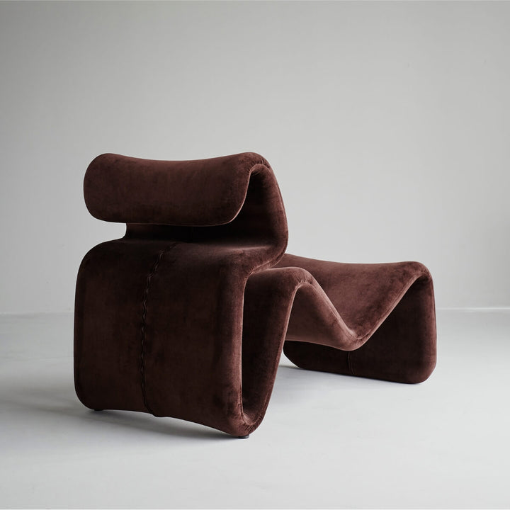 Back view of Electro lounge chair in chocolate brown or maroon in Australia highlighting design