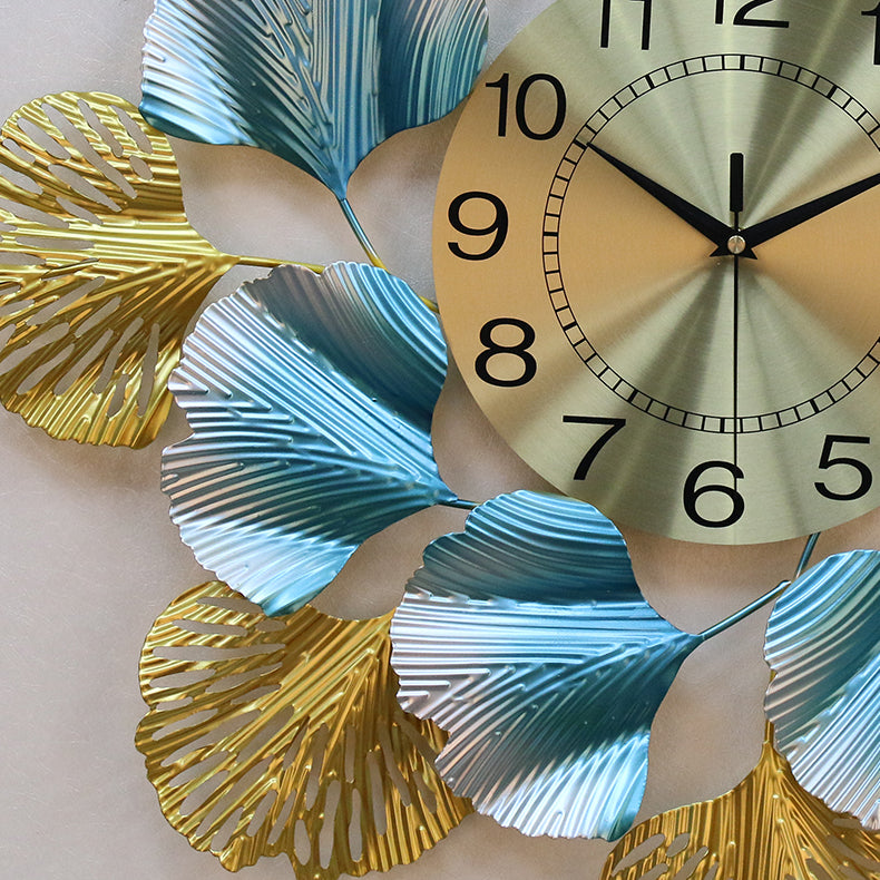 Close-up view of Emerald metal designer luxury wall clock highlighting intricate details