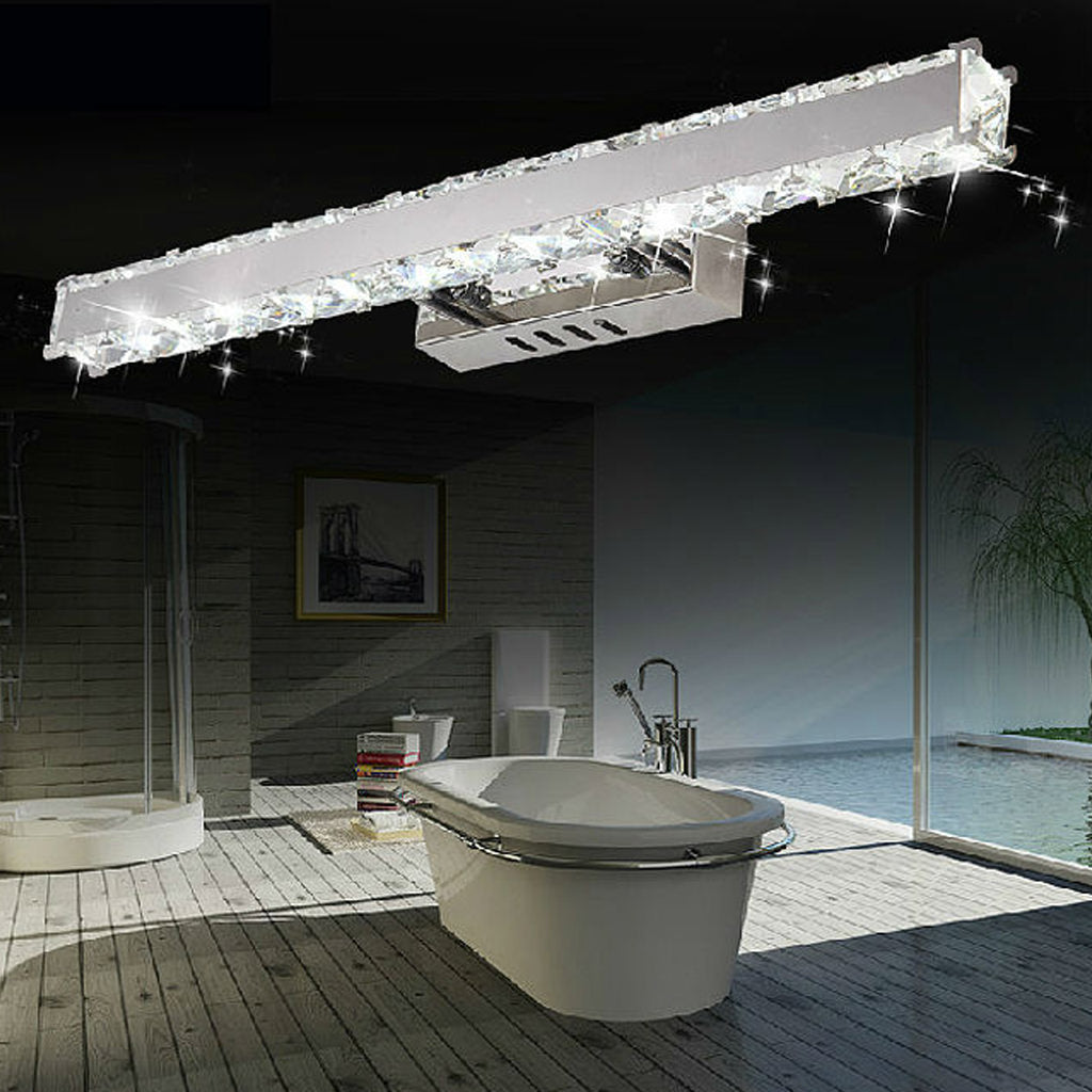 Fiona crystal and chrome finish wall light installed in modern washroom with elegant style