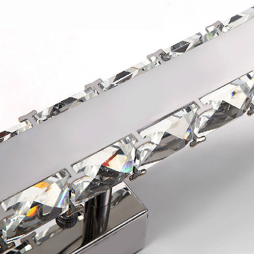 Close-up detail of Fiona crystal and chrome finish wall light with elegant modern design