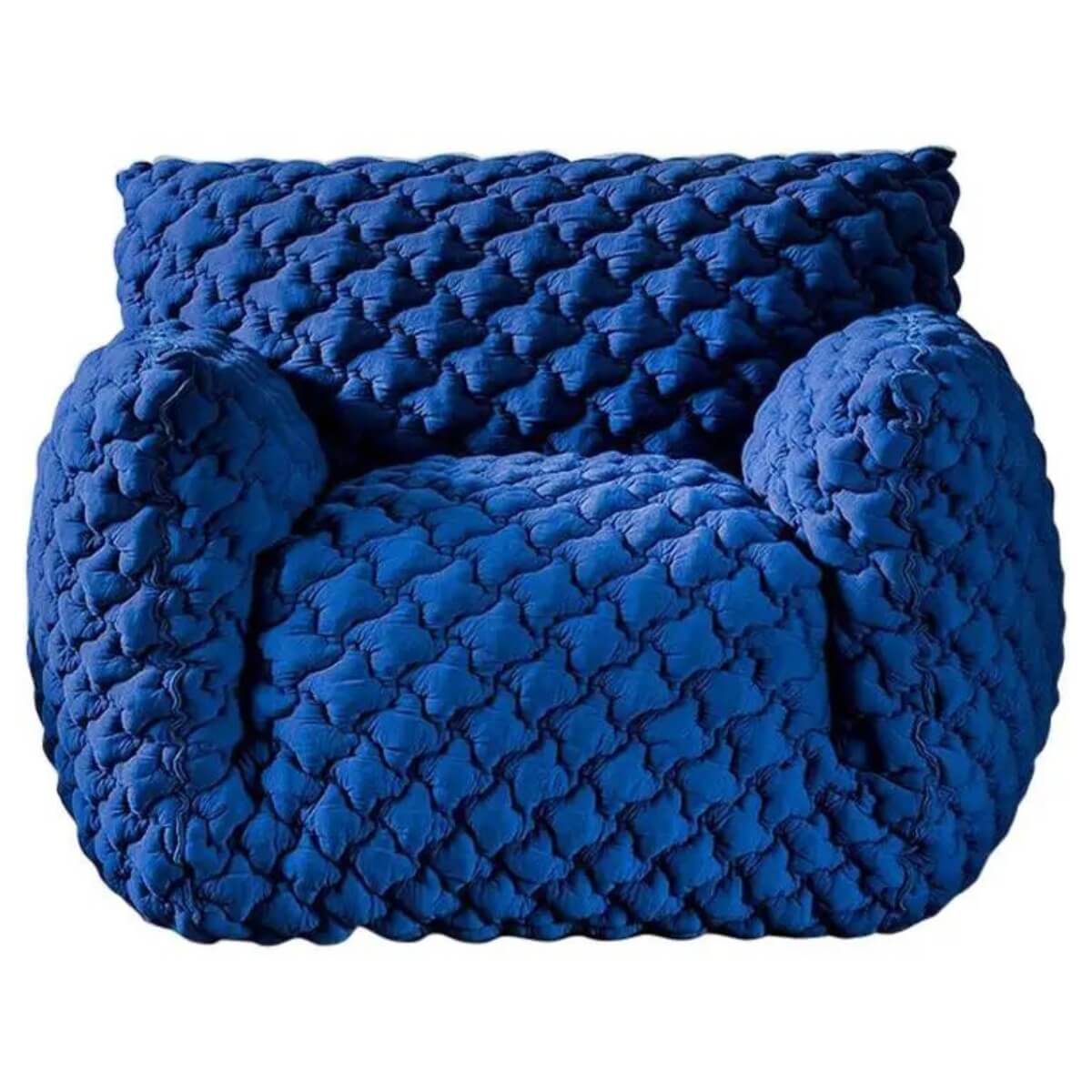 Front view of Gabriella sponge embroidery lounge 1-seater chair with elegant design