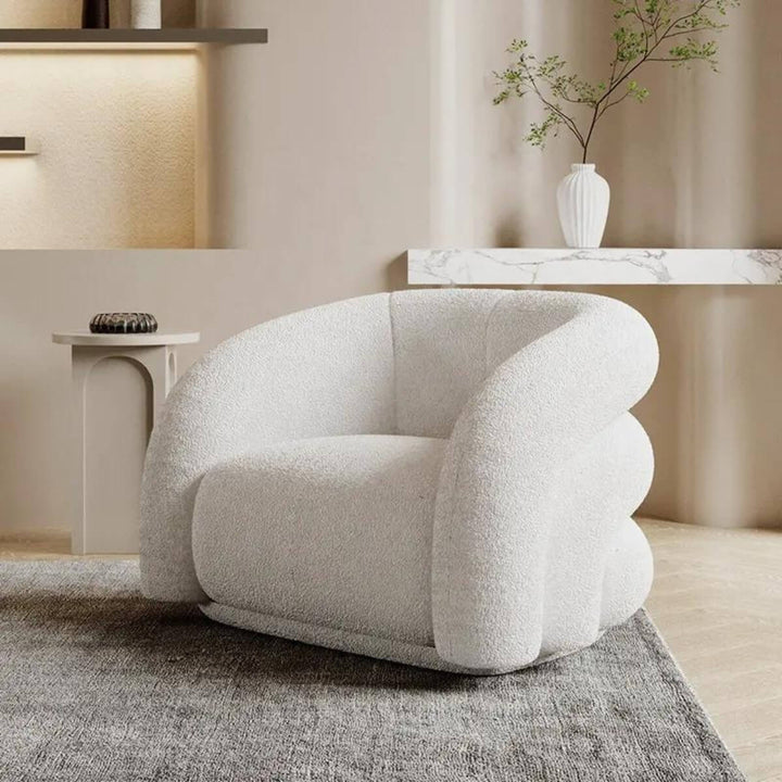 Side view of Giselle armchair in Australia highlighting stylish and ergonomic design