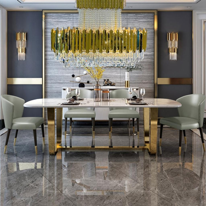 Grand Tara Chandelier Light – Luxurious Gold Crystal Fixture Illuminating a Sophisticated Living Room