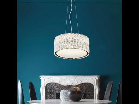 Video of Tamara modern chrome and crystal pendant ceiling light showcasing elegant design