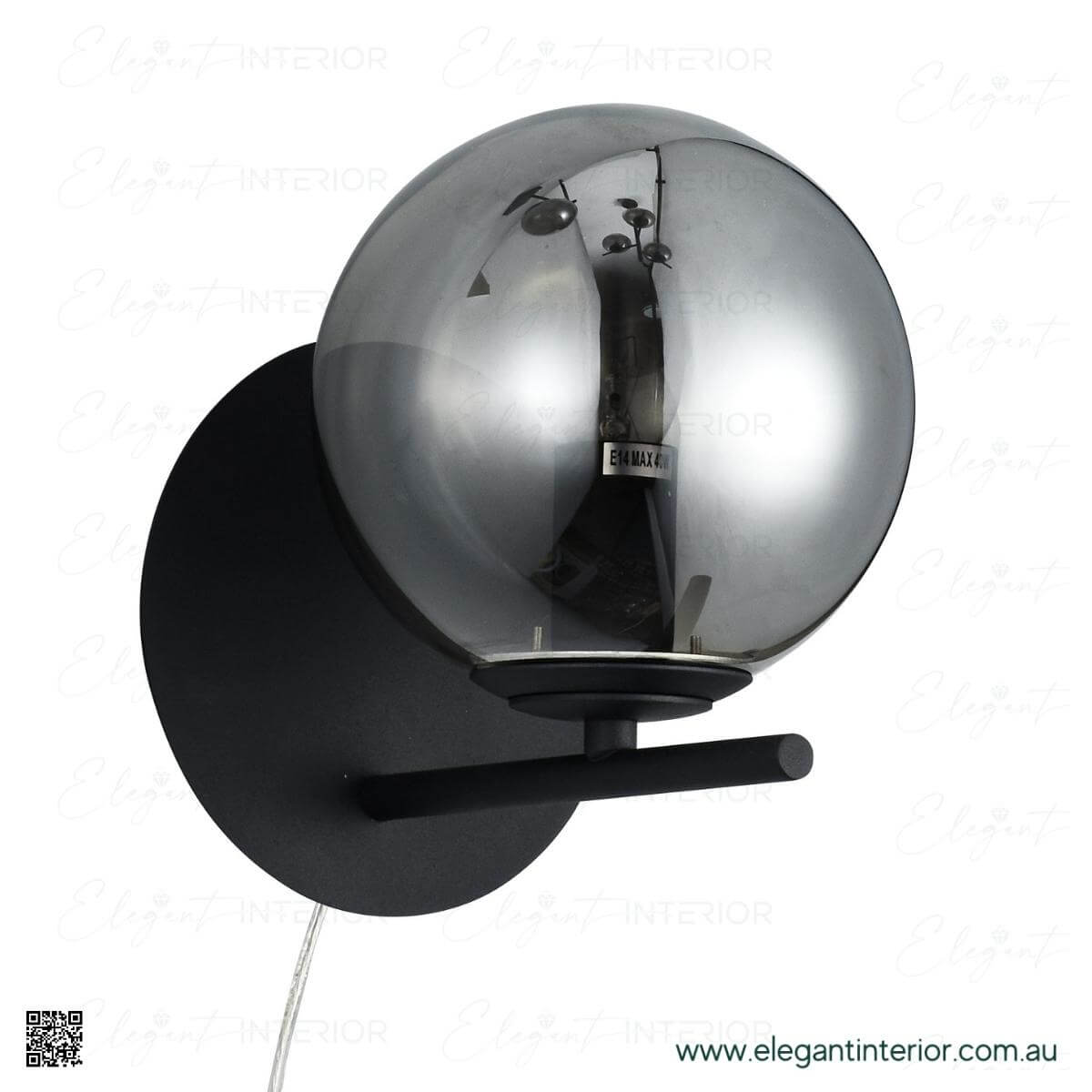 Hugo wall light lamp in elegant interior, modern design adding warm ambient lighting