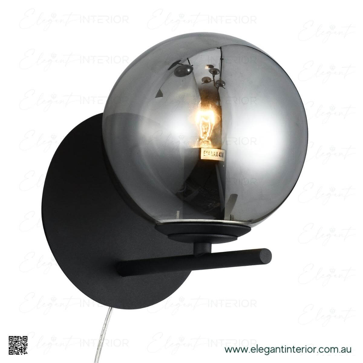 Hugo wall light lamp in elegant interior, modern design adding warm ambient lighting