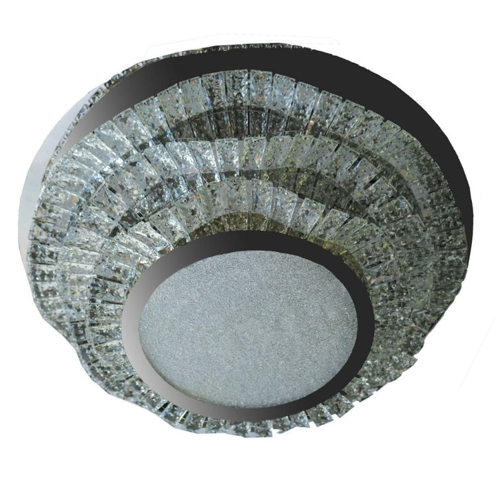 Detail view of Isabelle modern round LED K9 crystal chandelier by Lux Decor Australia with premium finish