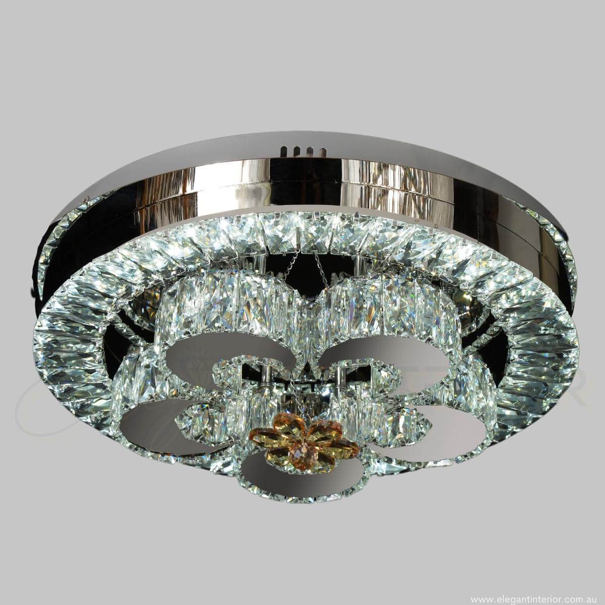 Front view of Jasmine LED gold chandelier in elegant Australian interior with modern design