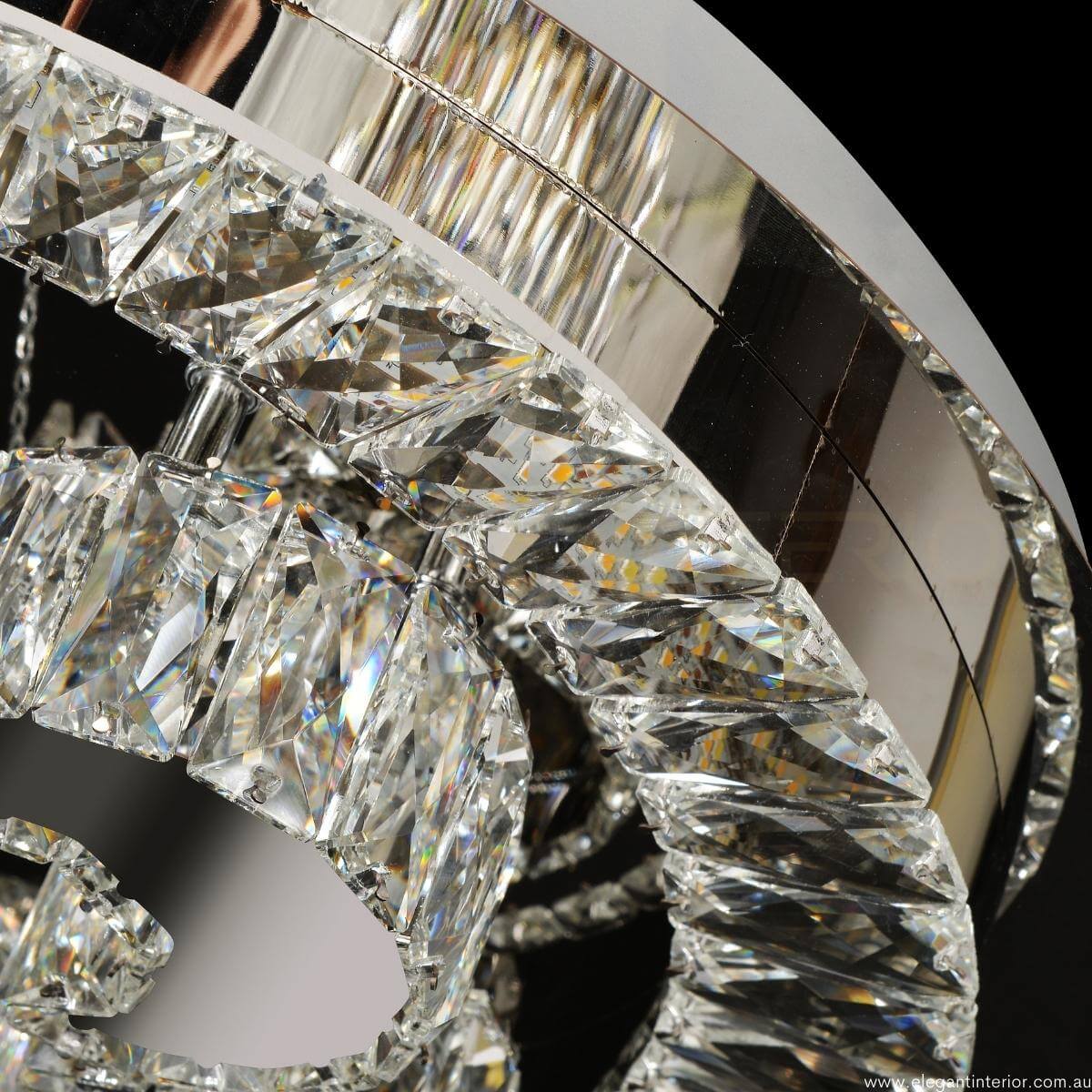  Close-up detail of Jasmine LED gold chandelier showcasing intricate design in elegant interior
