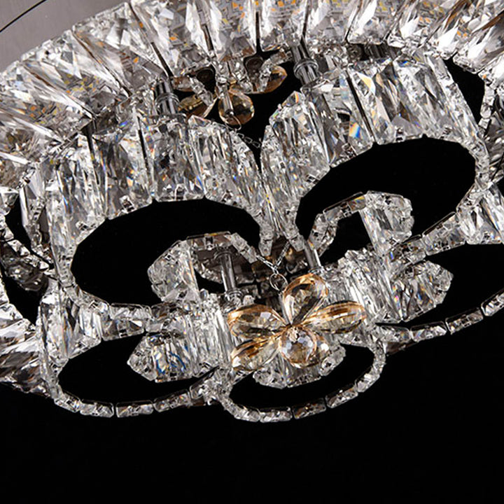 Angle view of Jasmine LED gold chandelier in elegant Australian interior with modern design